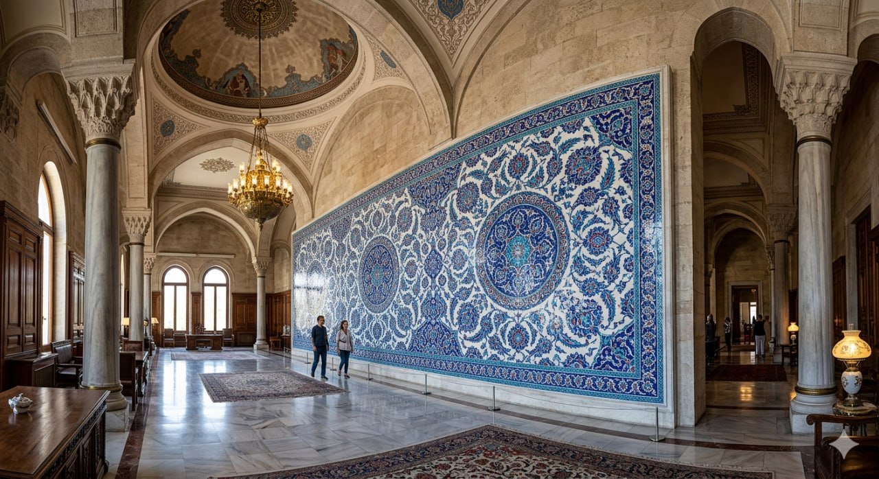 T.C. Vakıflar Genel Müdürlüğü için üretilen 12 metrelik anıtsal çini pano